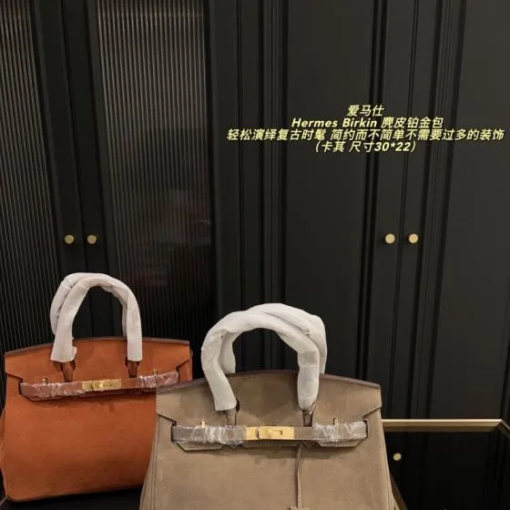 Hermes Birkin Taupe suede 30 22 work — AAA Quality Replica