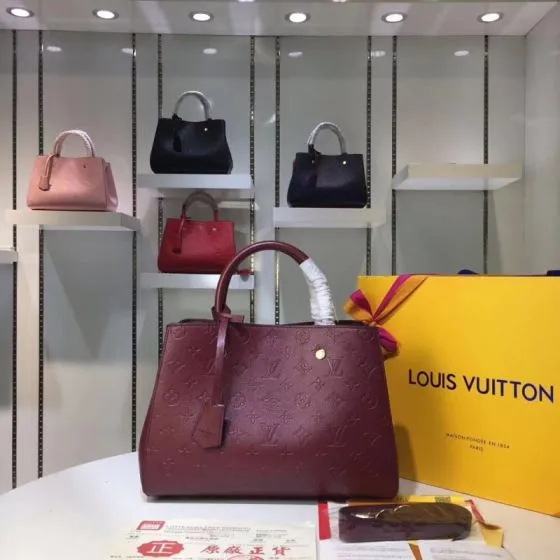 Louis Vuitton M41046 Monogram Empreinte Burgundy 33x23x15cm work — AAA Quality Replica