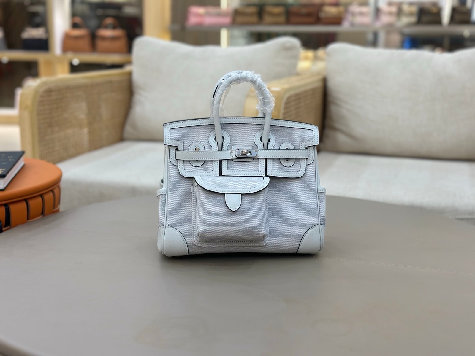 Hermes Birkin Cargo Light Grey Canvas 25cm everyday