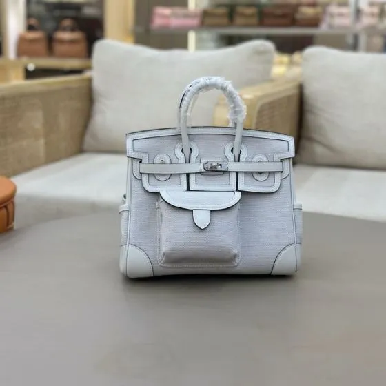 Hermes Birkin Cargo Light Grey Canvas 25cm everyday — Premium Replica