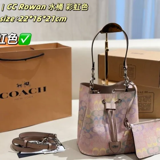 Coach Rowan Rainbow Signature Coated Canvas 22 16 21cm crossbody Premium Replica