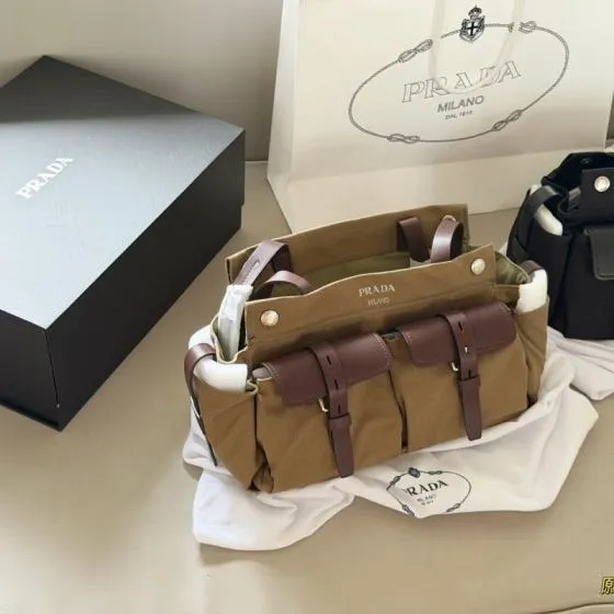 Prada Brown 40x30x16cm shoulder bag Top Quality Replica