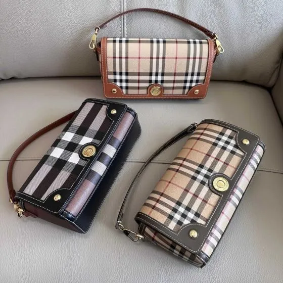 Burberry Vintage Check with leather trim 25x14cm crossbody bag AAA Quality Replica