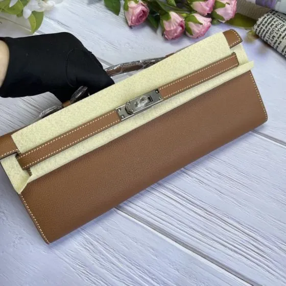 Hermes Kelly Cut Brown Epsom 31 evening Premium Replica
