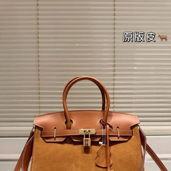 Hermes Birkin Brown suede and tan leather shoulder — AAA Quality Replica