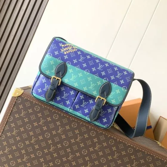 Louis Vuitton M15187 Monogram Heritage Marque Blue Green shoulder — Top Quality Replica