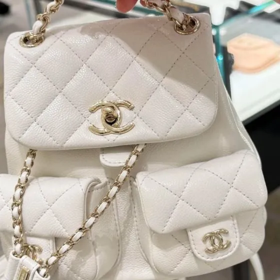 Chanel Duma White caviar leather backpack AAA Quality Replica