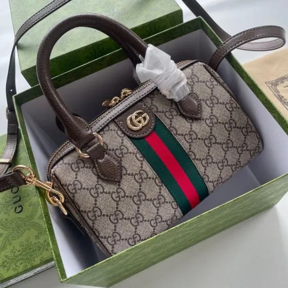 Gucci GG Supreme beige brown with green-red-green web everyday AAA Quality Replica