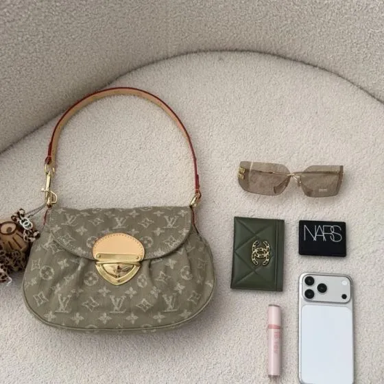 Louis Vuitton Khaki Monogram Denim shoulder 1 1 Replica
