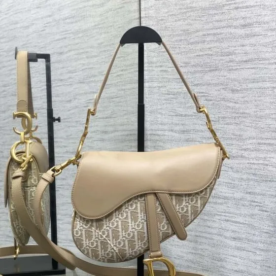 Dior Saddle Beige Oblique jacquard with tan leather crossbody AAA Quality Replica