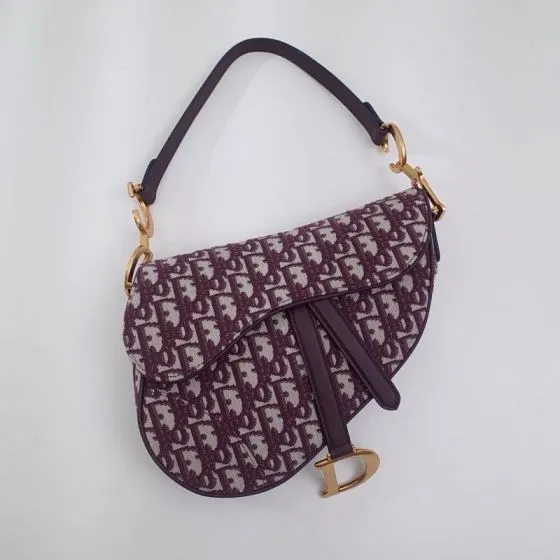 Dior Purple Beige Oblique jacquard shoulder Premium Replica