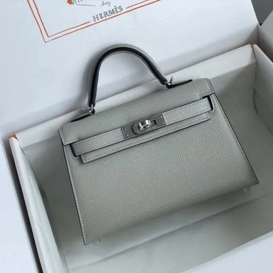 Hermes Mini Kelly II Light Grey mini top handle 1 1 Replica
