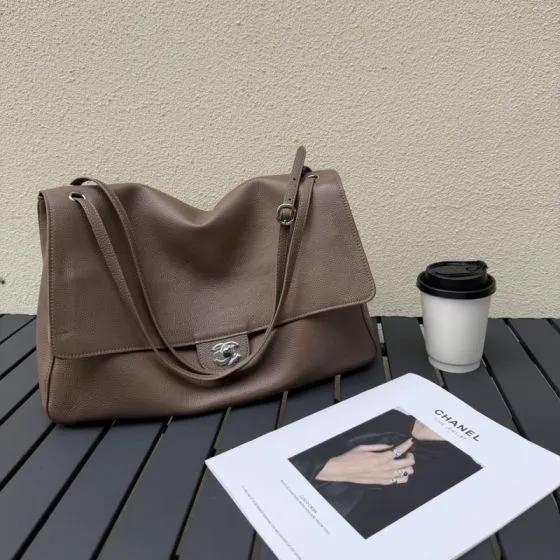 Chanel Taupe Brown shoulder Top Quality Replica