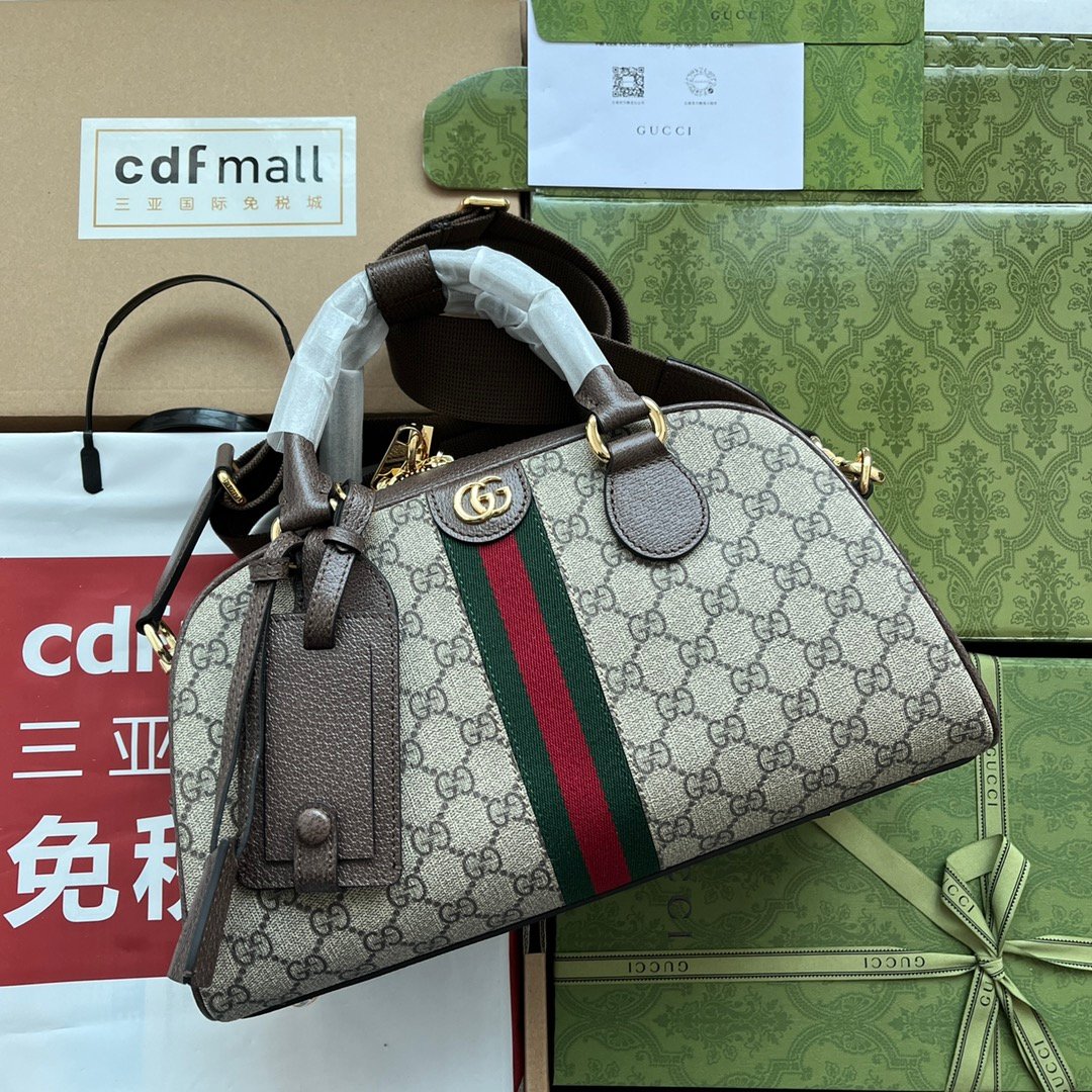Gucci Ophidia GG Supreme Beige Ebony with Brown Leather travel everyday