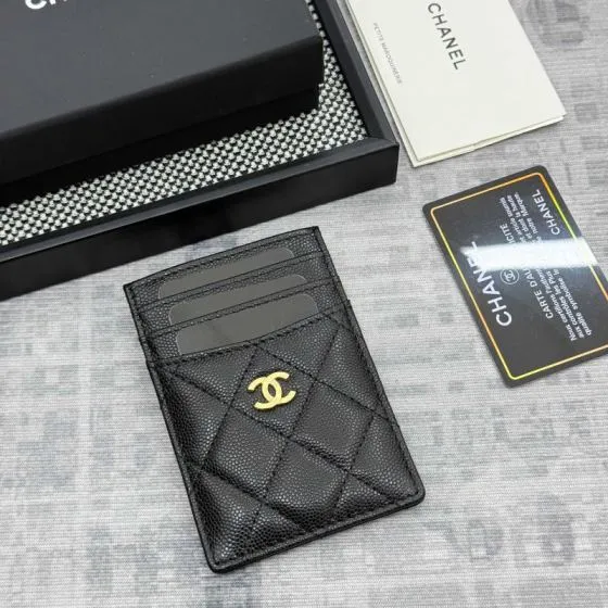 Chanel Black caviar cardholder Top Quality Replica