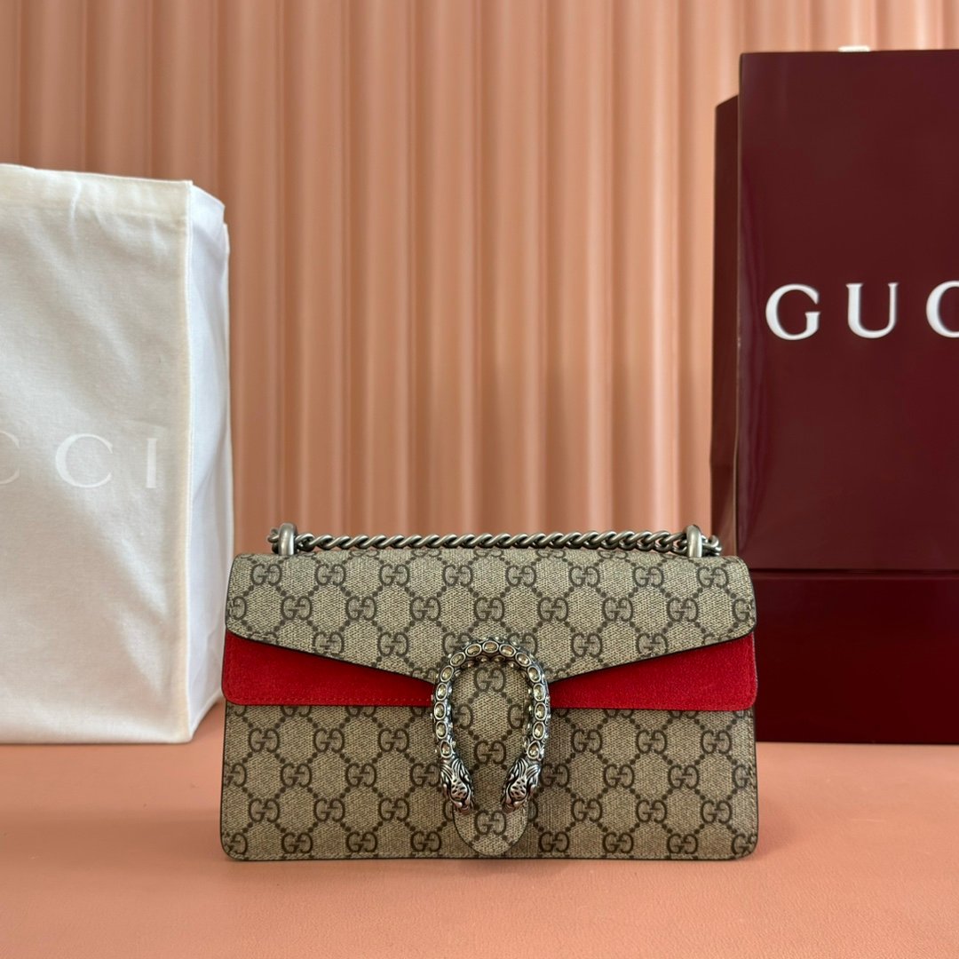 Gucci Dionysus GG Supreme Beige Ebony with Red shoulder everyday