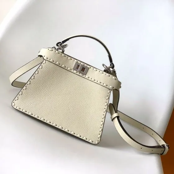 Fendi Peekaboo White 33x22x14cm shoulder bag 1 1 Replica