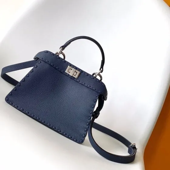 Fendi Peekaboo Blue 33x22x14cm shoulder bag AAA Quality Replica