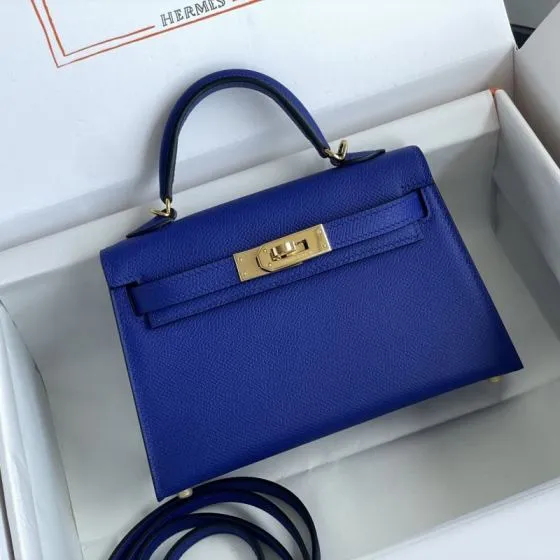 Hermes Mini Kelly II Blue mini crossbody AAA Quality Replica