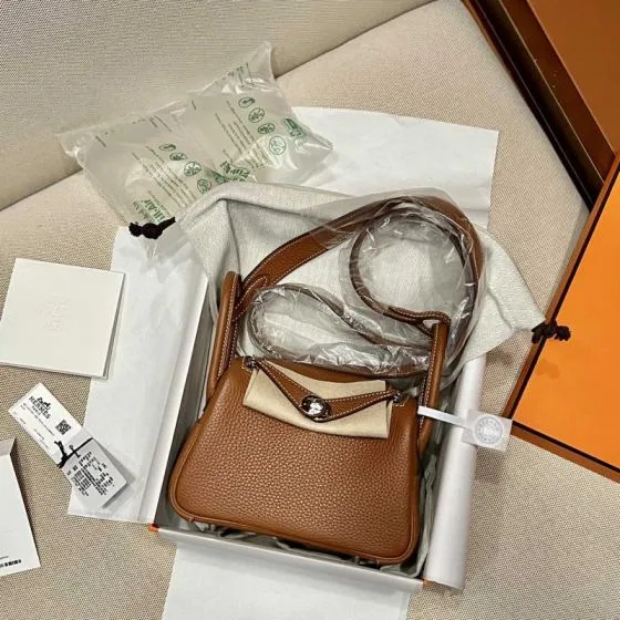 Hermes Lindy Gold brown mini shoulder AAA Quality Replica