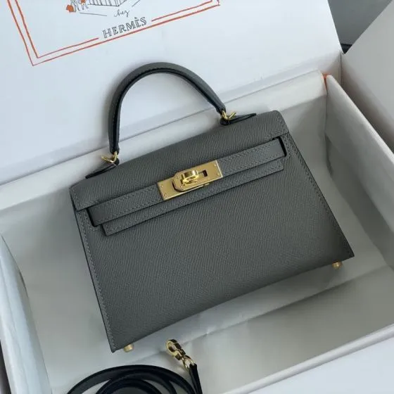 Hermes Mini Kelly II Grey mini crossbody Top Quality Replica