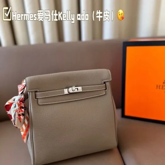 Hermes Kelly Ado Etoupe backpack Premium Replica