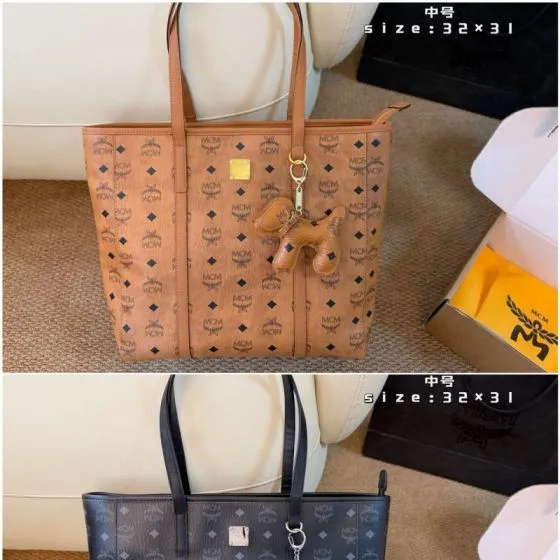 MCM Toni Cognac Visetos 32x31cm tote 1 1 Replica