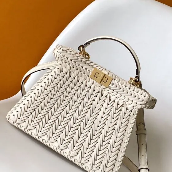 Fendi Peekaboo White 33x22x14cm shoulder bag Top Quality Replica