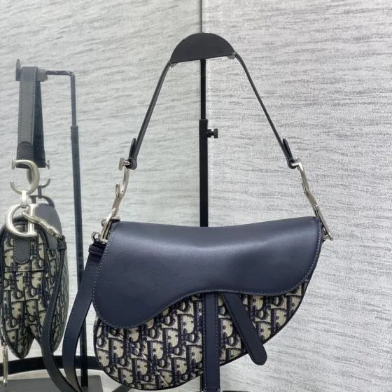 Dior Saddle Navy Blue Oblique canvas crossbody Top Quality Replica