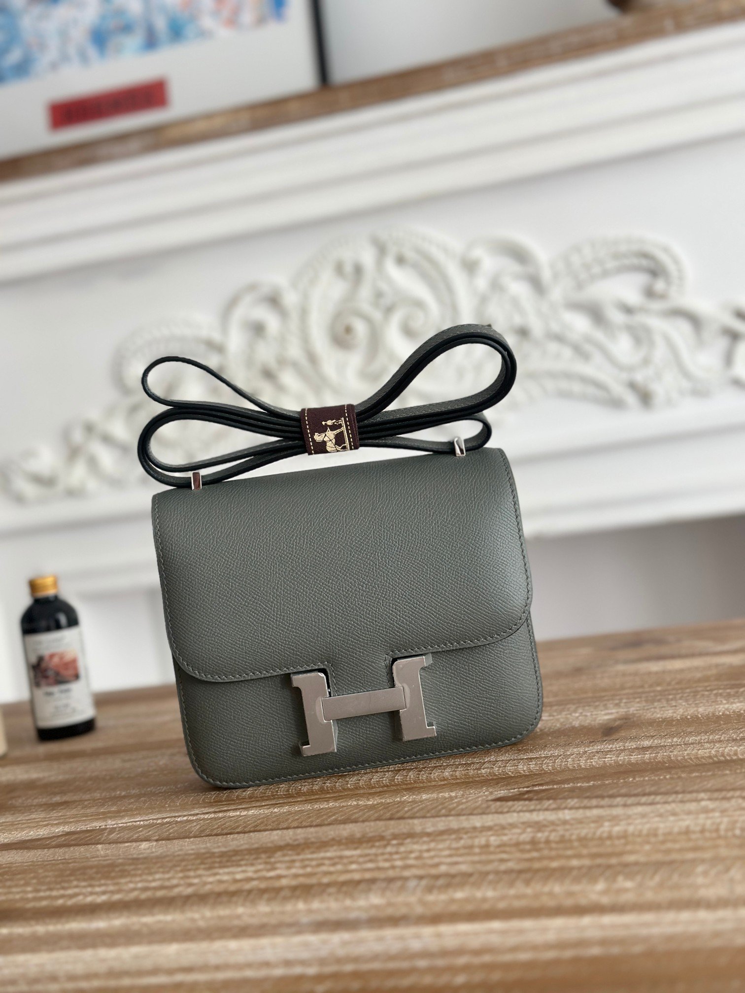 Hermes Constance Grey crossbody everyday