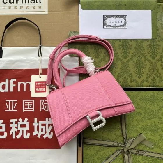 Balenciaga Hourglass Pink 23x14x10cm shoulder bag 1 1 Replica