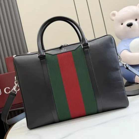 Gucci Black leather with green and red Web stripe work Top Quality Replica
