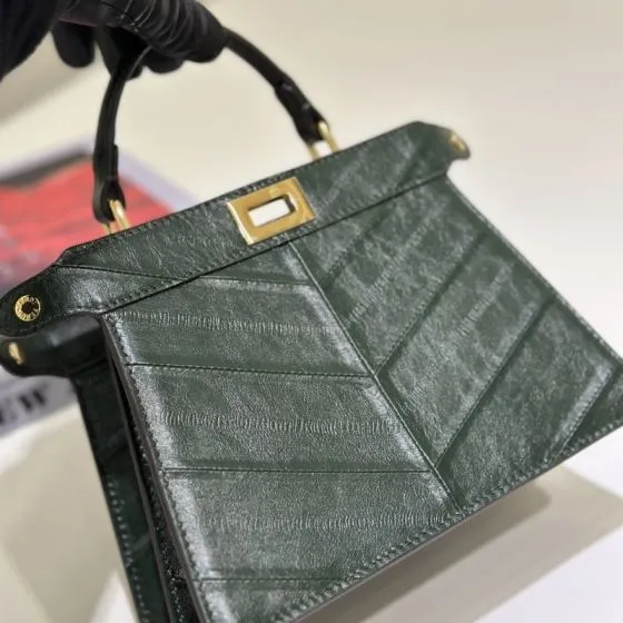 Fendi Peekaboo Green 33x22x14cm shoulder bag Top Quality Replica