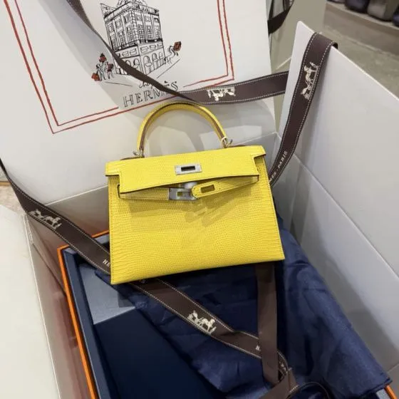 Hermes Kelly 19 Pink lizard 19cm top handle Premium Replica