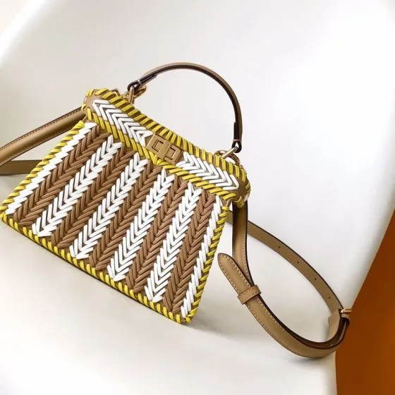 Fendi Peekaboo Beige 33x22x14cm shoulder bag Top Quality Replica