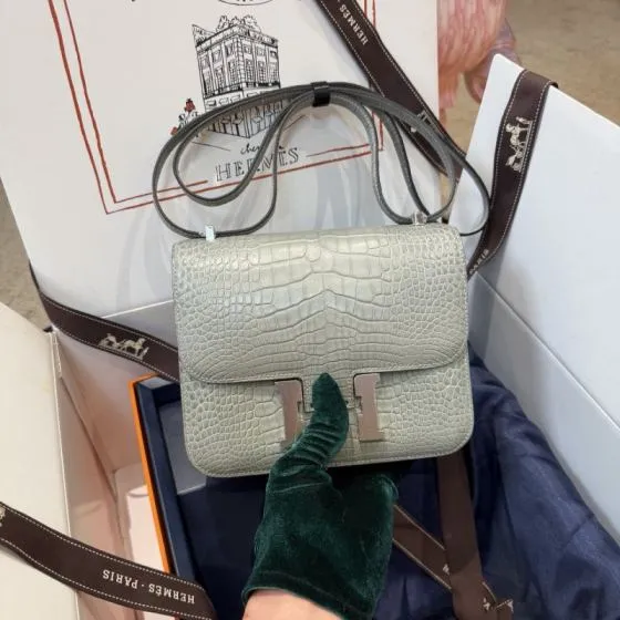 Hermes Constance 19 Pink lizard 19cm shoulder — AAA Quality Replica
