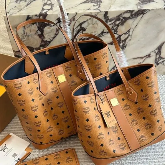 MCM Toni Cognac Visetos 33x28x16cm tote bag 1 1 Replica