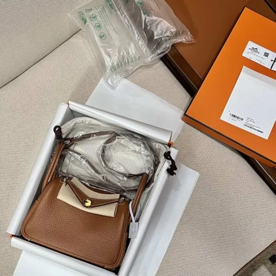 Hermes Lindy Brown mini shoulder