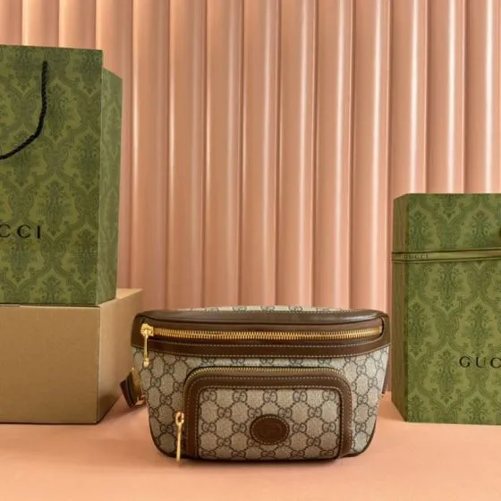Gucci GG Supreme Beige Ebony with Brown crossbody AAA Quality Replica