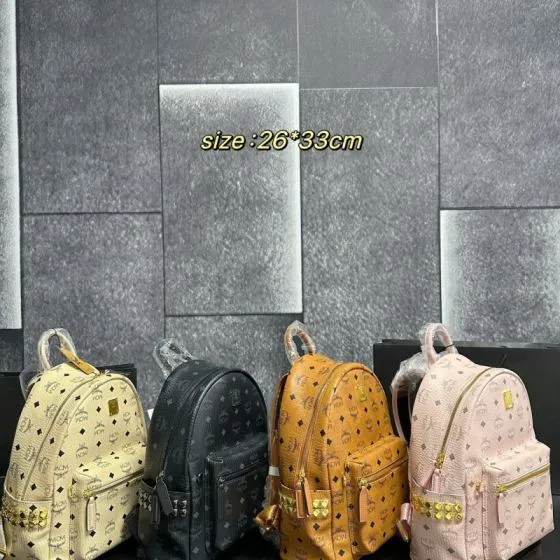 MCM Stark Visetos Pink 26 33cm backpack AAA Quality Replica