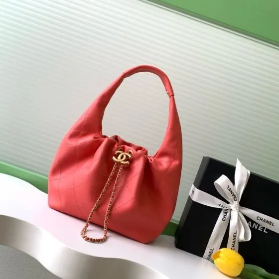 Chanel Coral Pink Quilted Leather shoulder Premium Replica