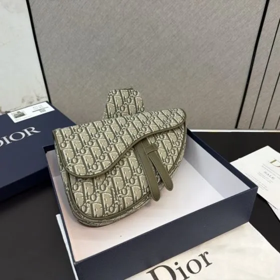 Dior Saddle Beige and olive Oblique jacquard crossbody 1 1 Replica