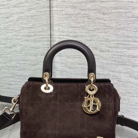 Dior Lady Dark Brown suede shoulder 1 1 Replica