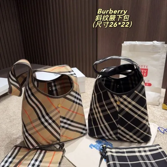Burberry Beige Check Black Check 26 22cm shoulder Premium Replica