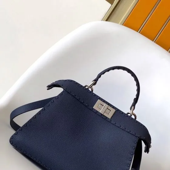 Fendi Peekaboo Blue 33x22x14cm shoulder bag Top Quality Replica