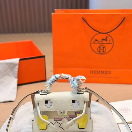 Hermes Kelly Doll Picto Craie Beige multicolor crossbody Premium Replica