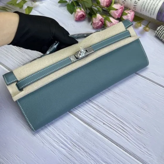 Hermes Kelly Cut Blue Epsom 31 evening AAA Quality Replica