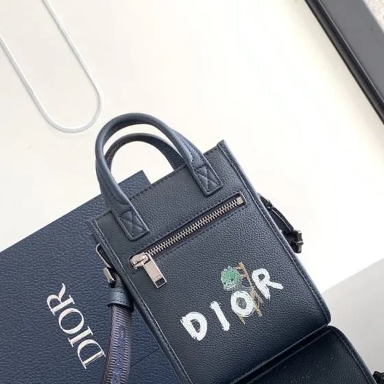 Dior Safari North-South Black leather crossbody AAA Quality Replica