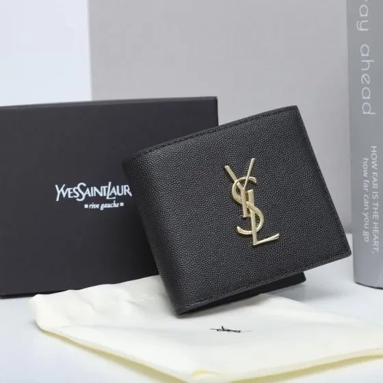 Yves Saint Laurent Monogram wallet Black 11x18x2cm everyday Top Quality Replica