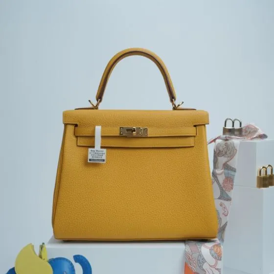 Hermes Kelly Yellow Togo shoulder Top Quality Replica